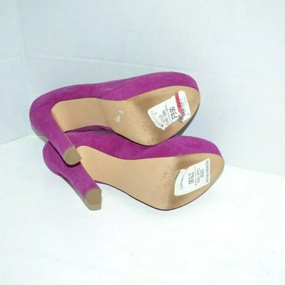 Madden Fuchsia Purple-Pink Suede Leather Pin-Up Stilettos Platform Heels 8.5 - Picture 8 of 8